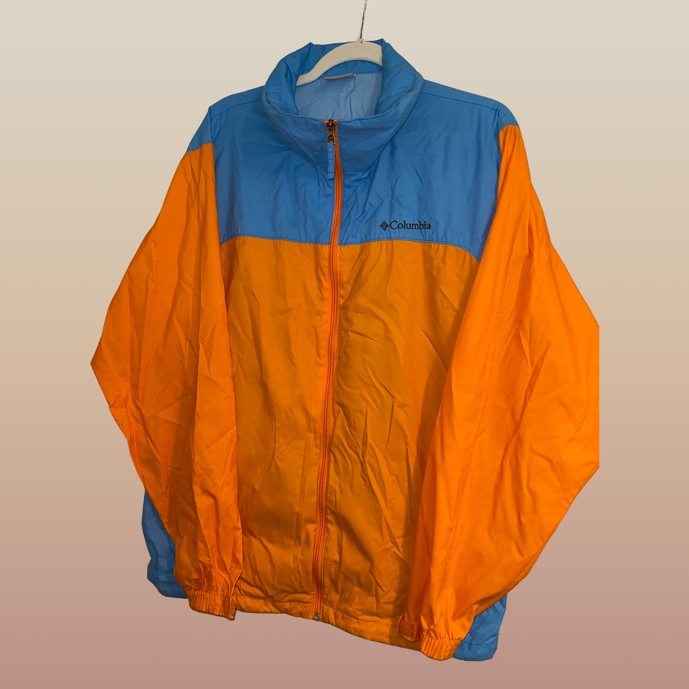 Columbia Glennaker Lake Orange Blue Mens Wind Breaker Rain Jacket sz L